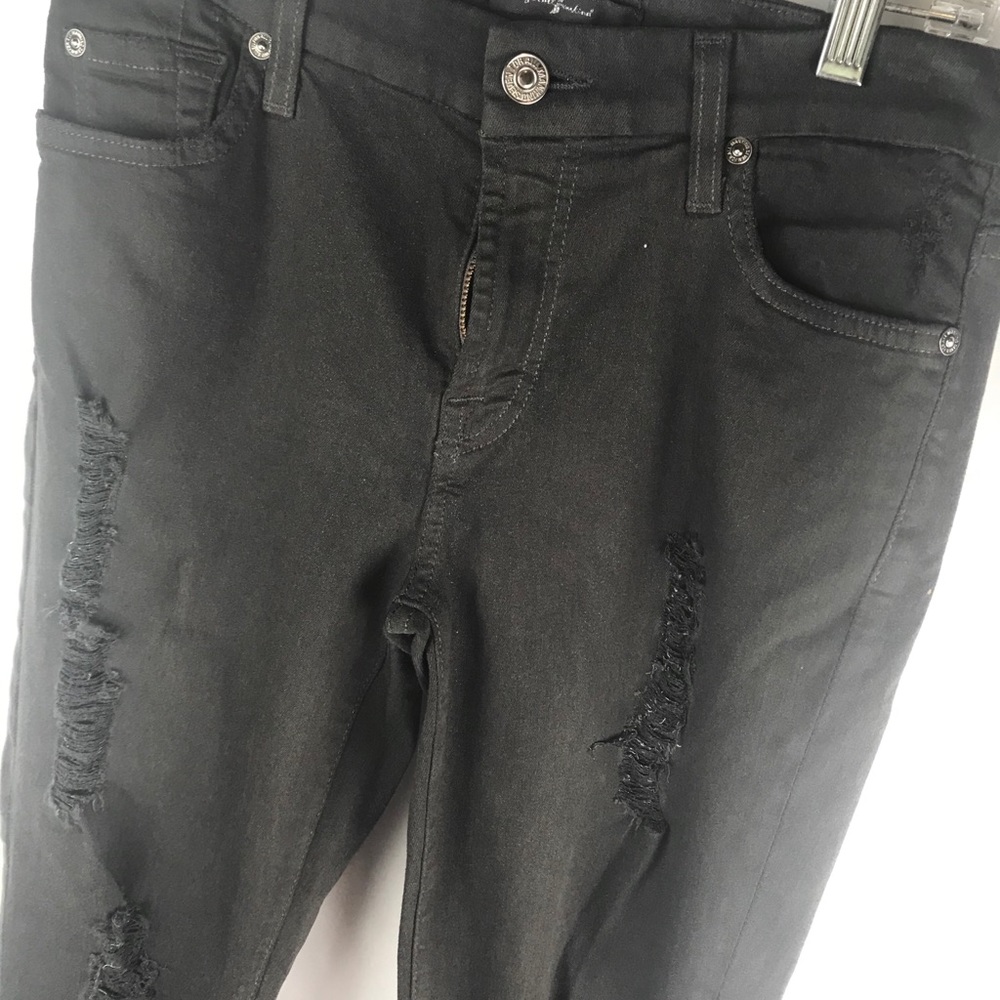 7 FOR ALL MANKIND  gray stretch skinny distressed